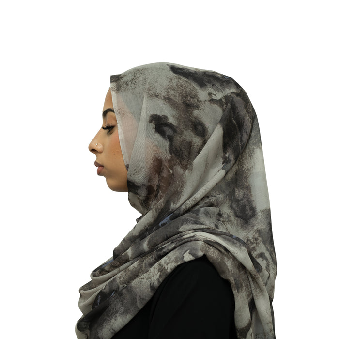 Watercolor Smooth Modal Hijab Blue Brown
