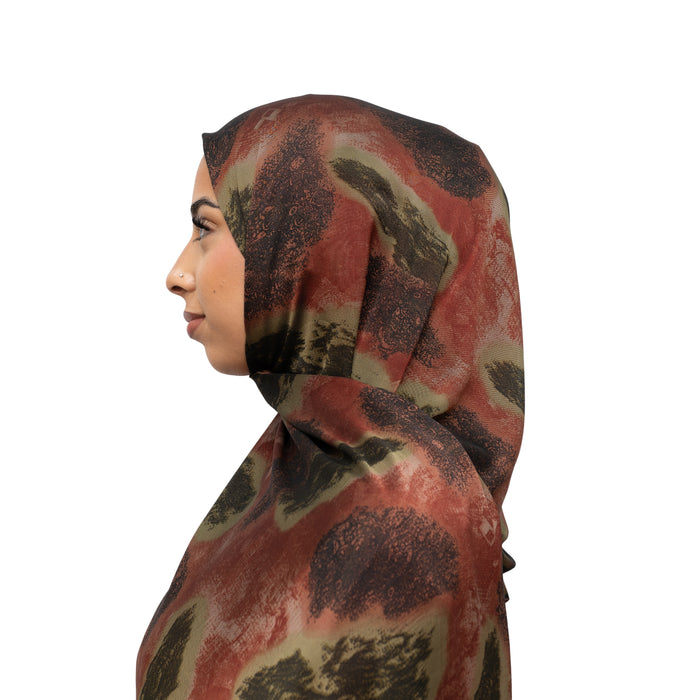 Vella Print Style 3-1 Silk Chiffon Hijab Brown, Rose Wood