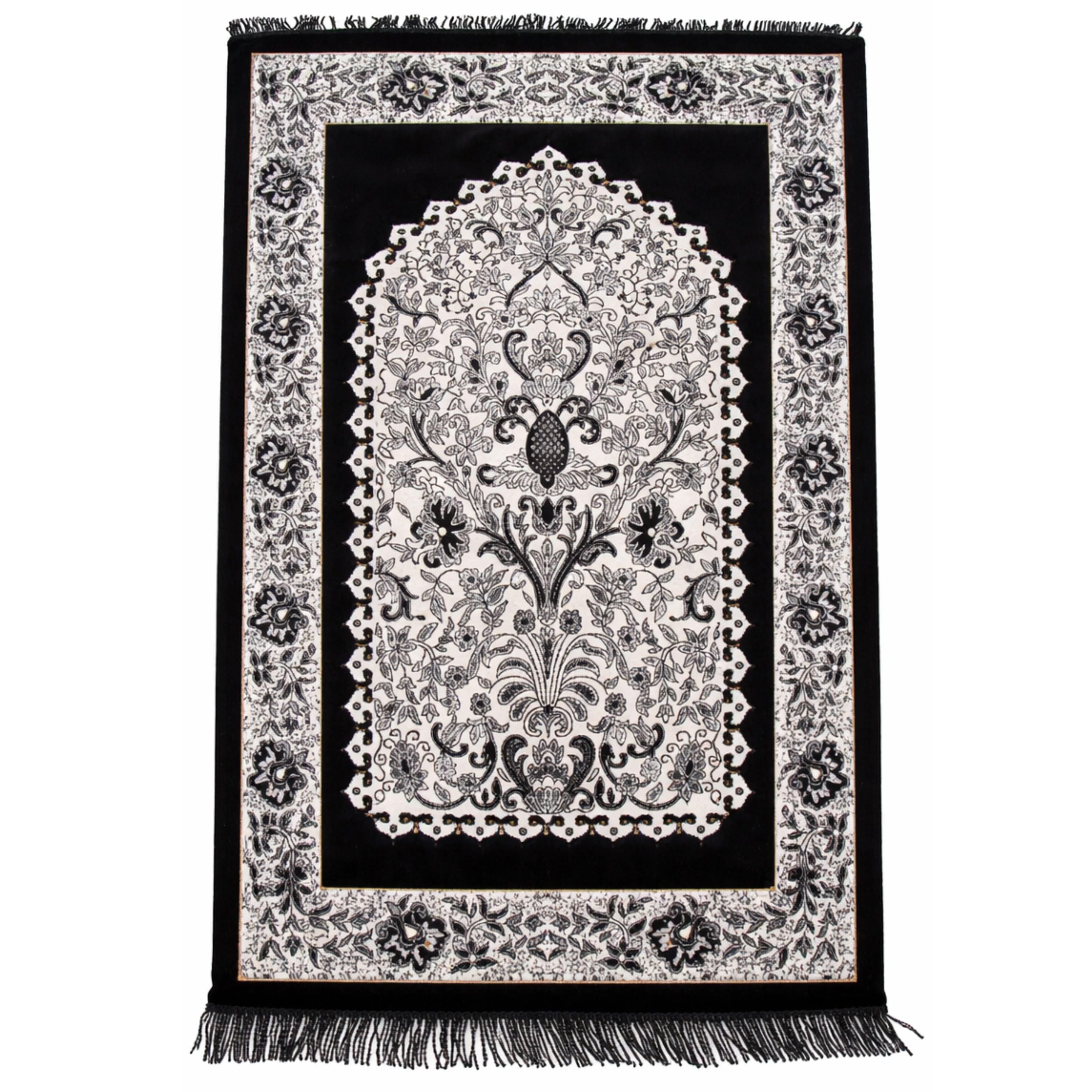 Memory Foam Padded Prayer Mat Black And White