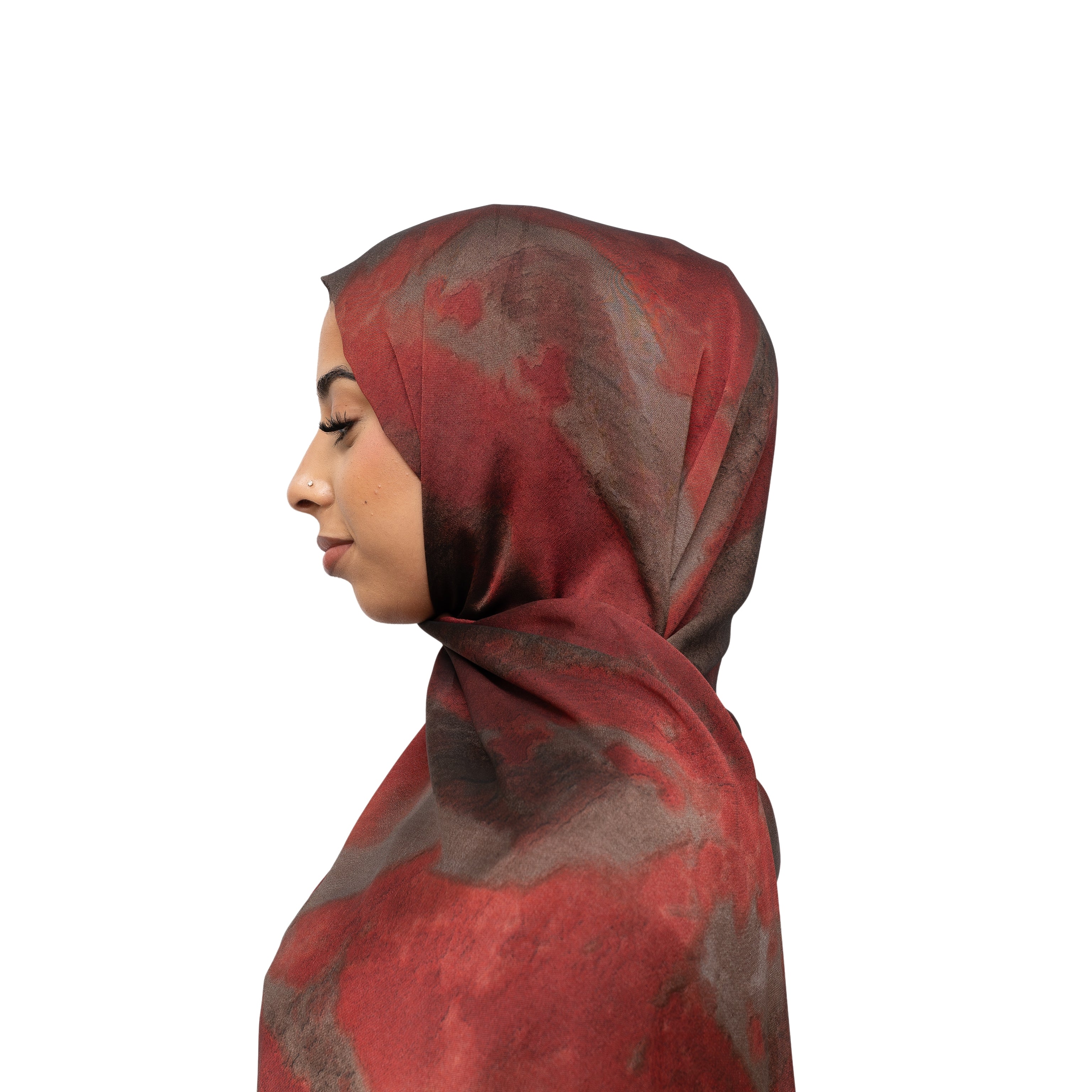 Vella Print Style 2-8 Silk Chiffon Hijab Maroon