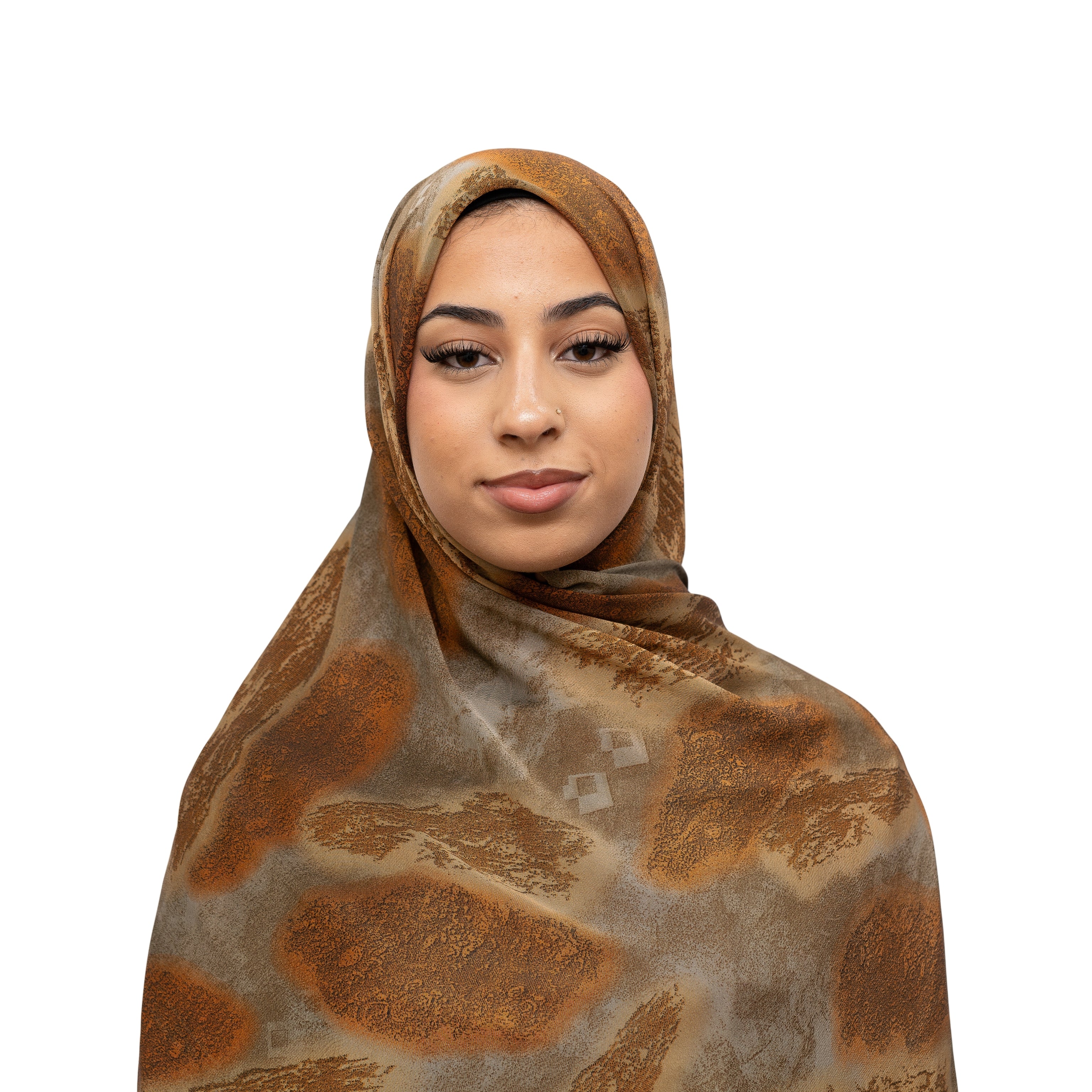 Vella Print Style 3-6 Silk Chiffon Hijab Brown