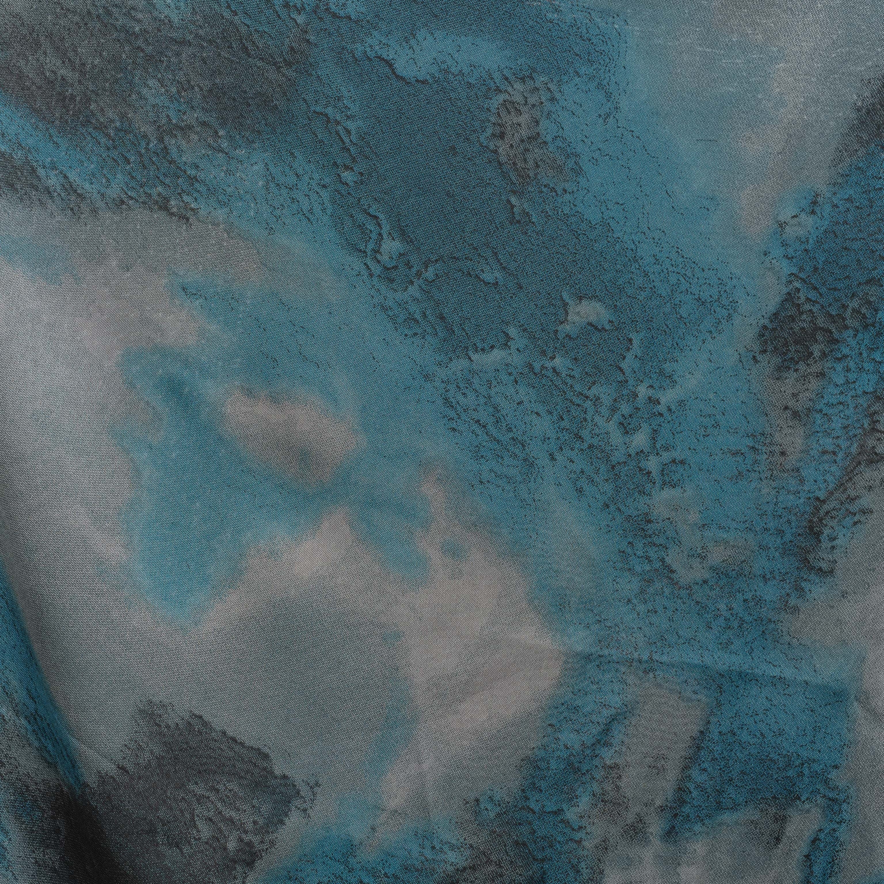 Vella Print Style 2-2 Silk Chiffon Hijab Turquiose Blue
