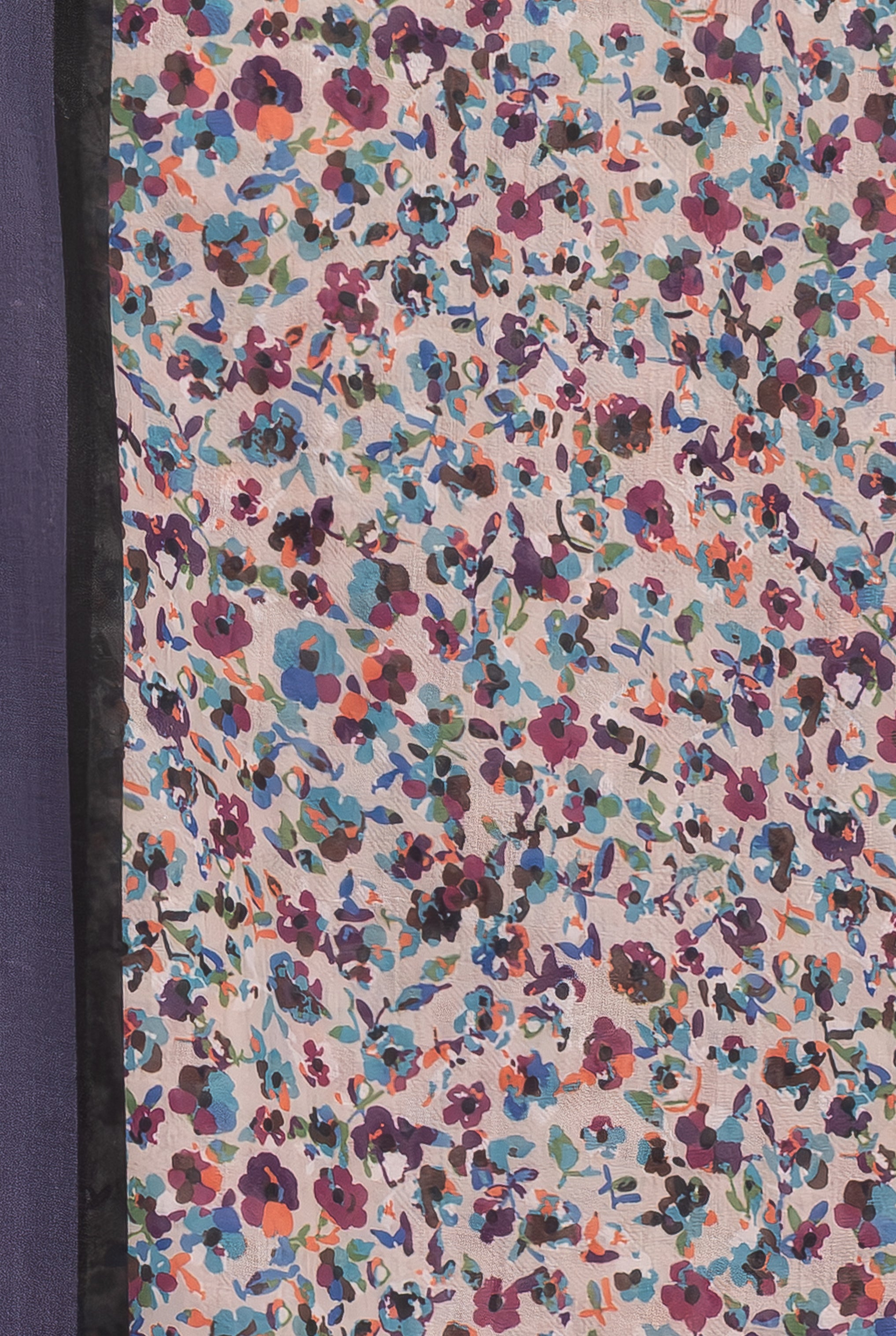 Exclusive Cotton Print Hijab Floral Black Purple Col 20