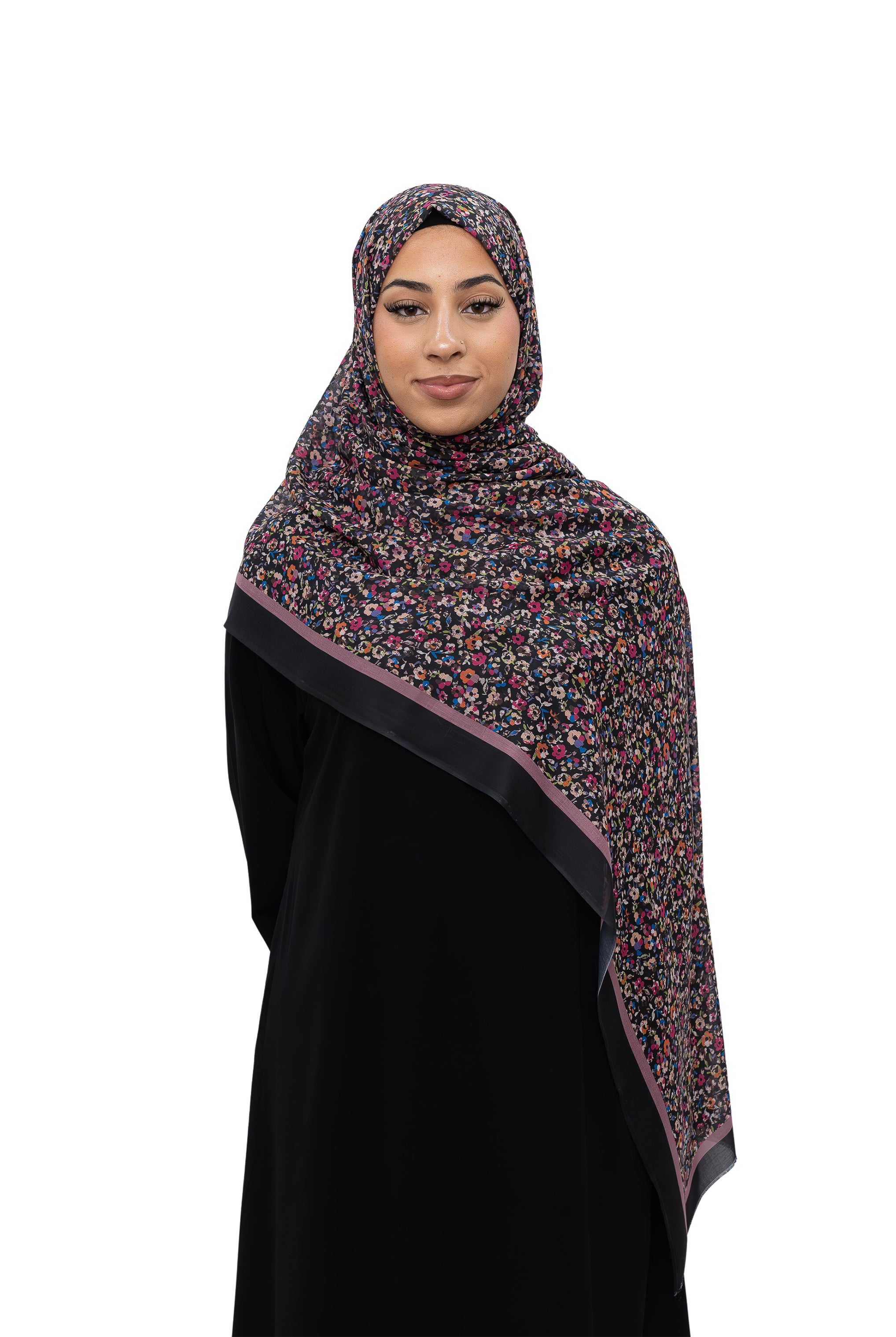 Exclusive Cotton Print Hijab Floral Multi Pink Col 100