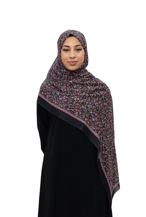 Exclusive Cotton Print Hijab Floral Multi Pink Col 100