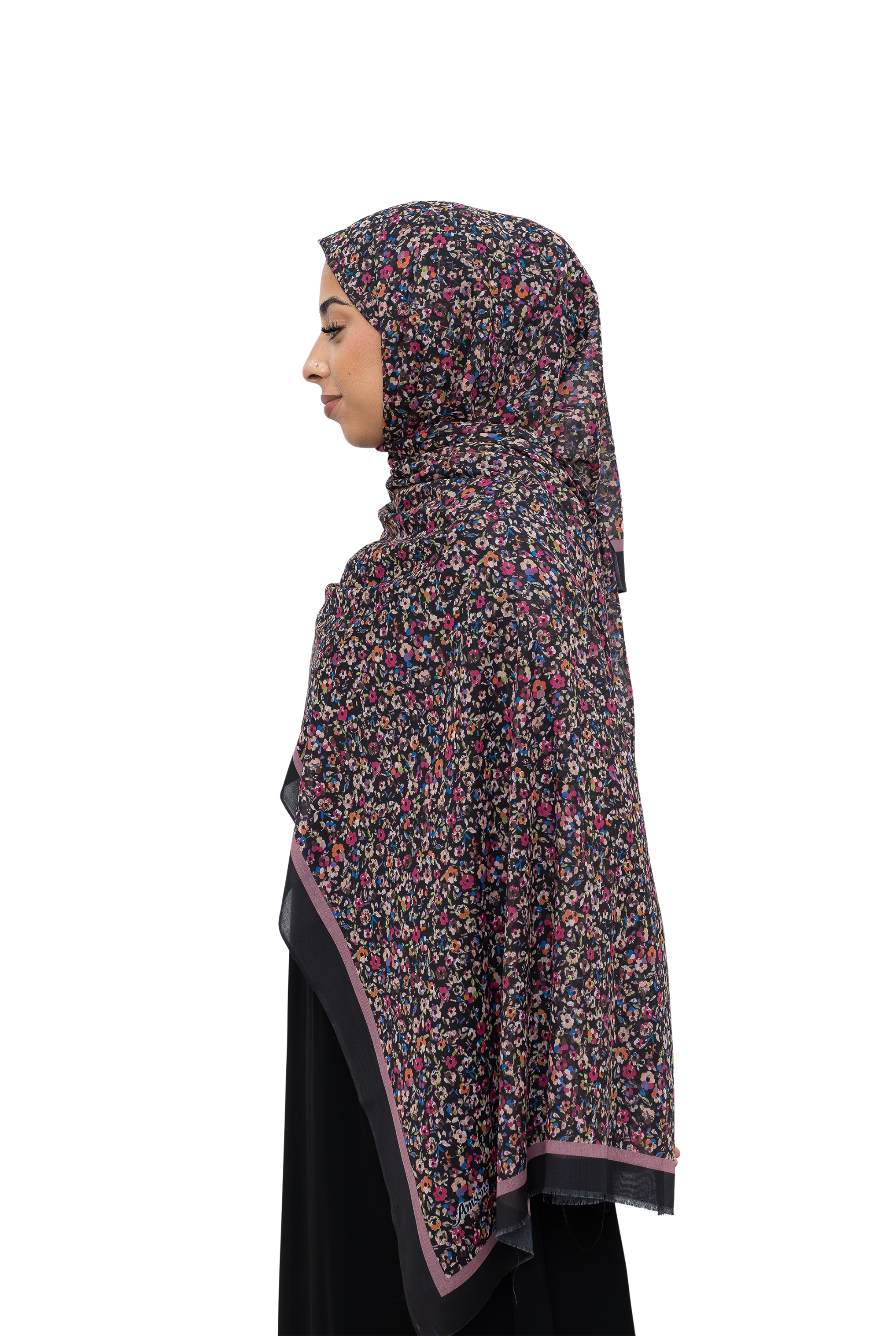 Exclusive Cotton Print Hijab Floral Multi Pink Col 100