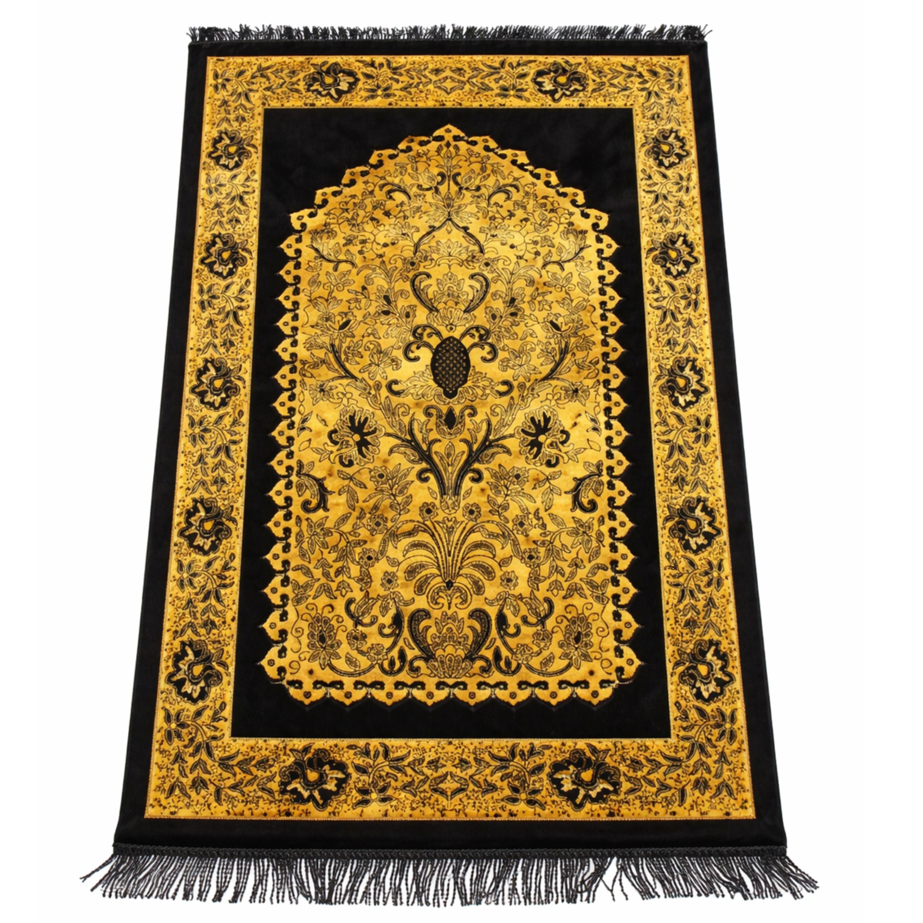 Memory Foam Padded Prayer Mat Black And Gold