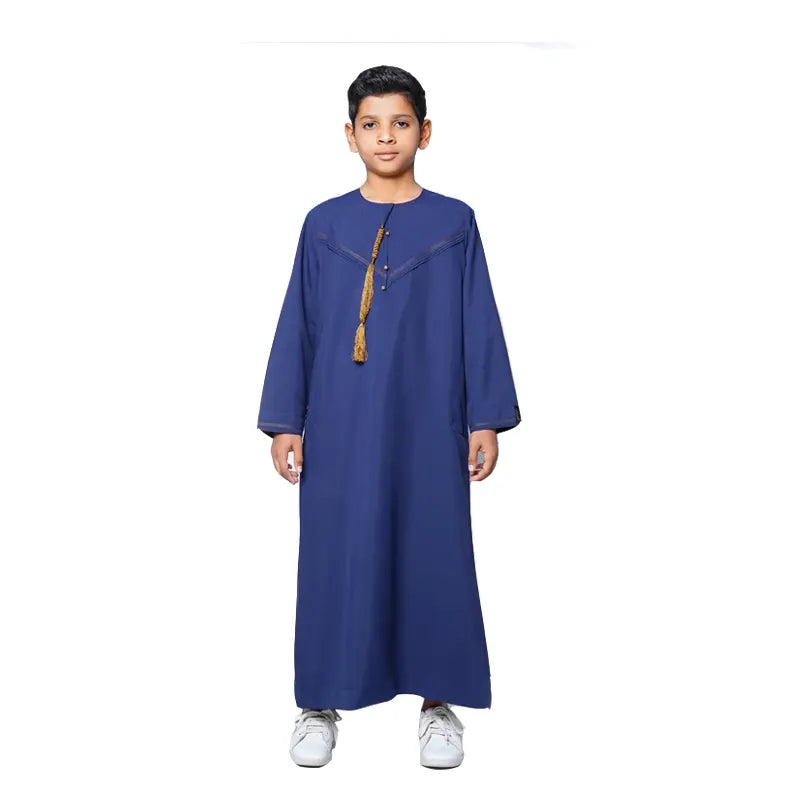 Omani Kids Ink Blue Tasseled Thobes  923 01 image 0