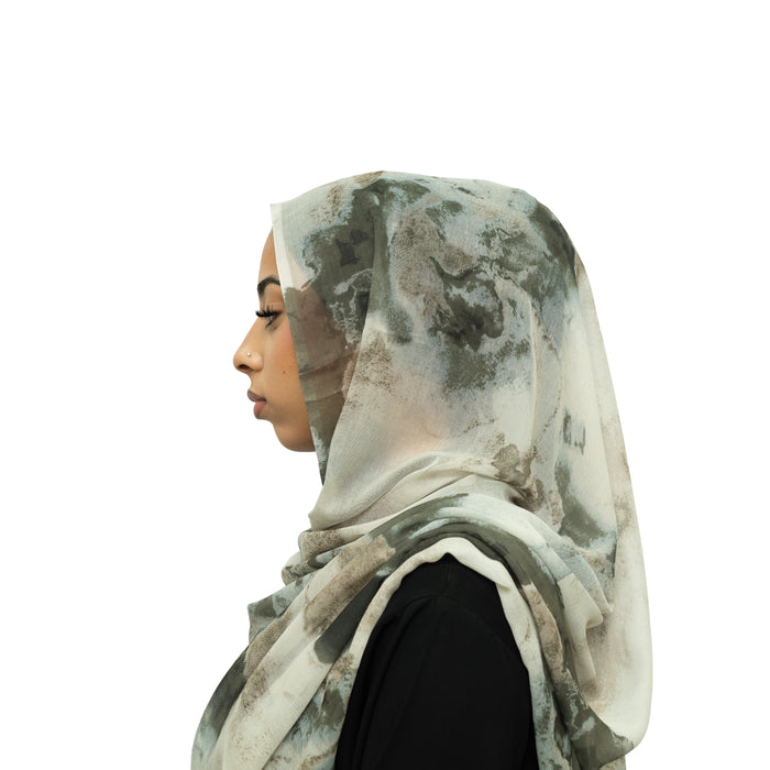 Watercolor Smooth Modal Hijab Olive Green