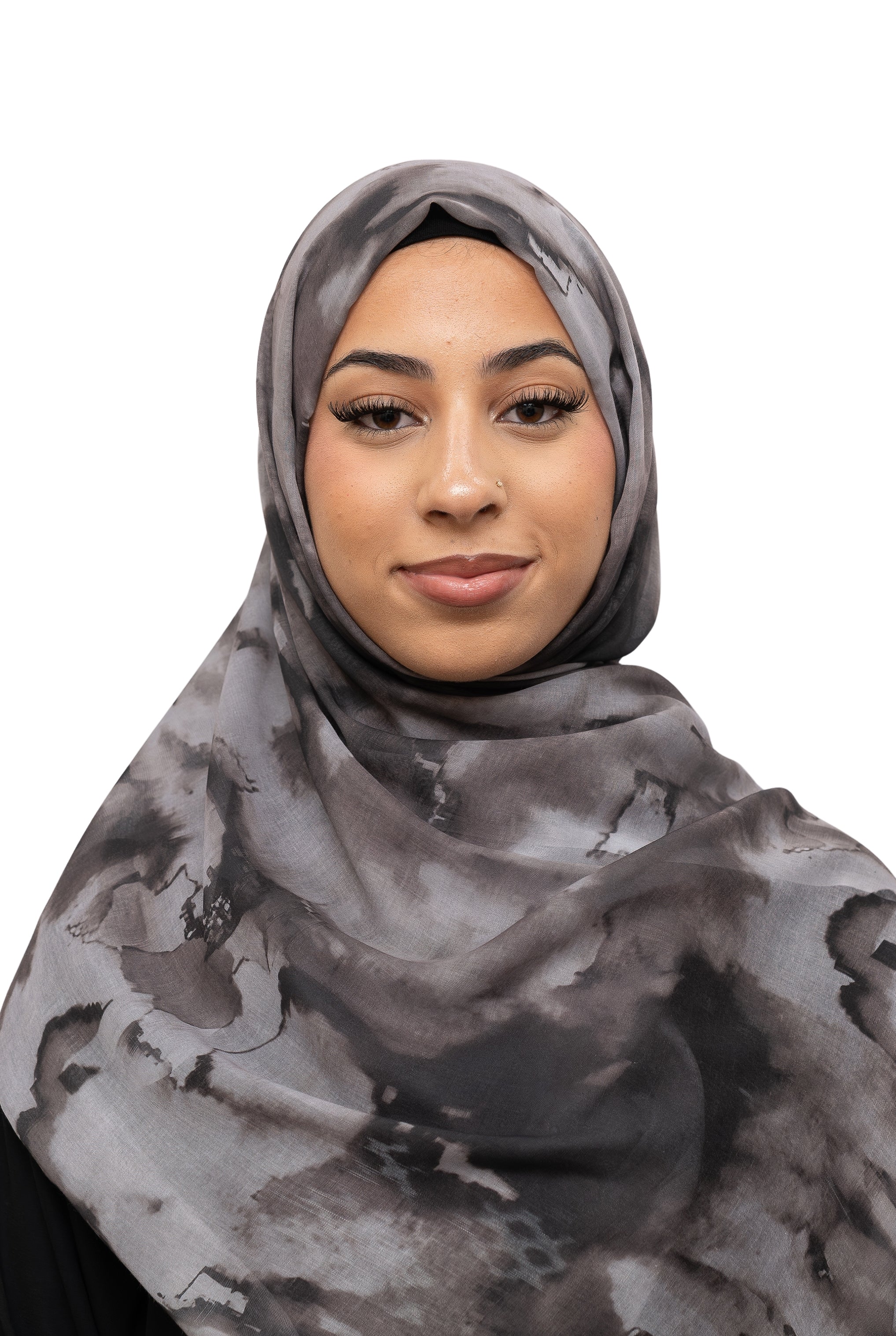 Watercolor Sharp Modal Hijab Grey