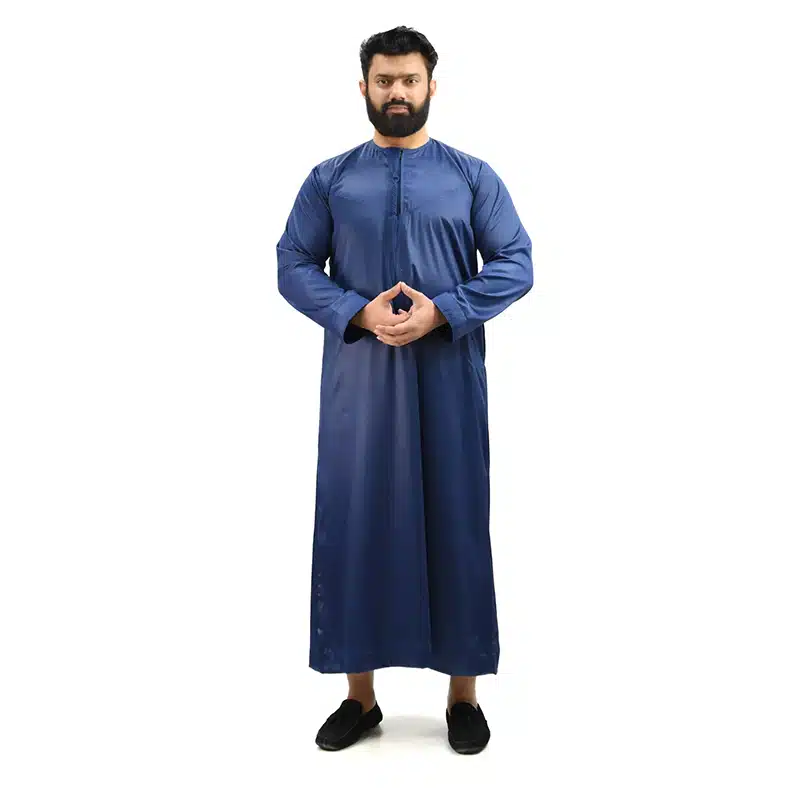 Omani Shiny Tasseled Blue Thobe 0020-5 image 2