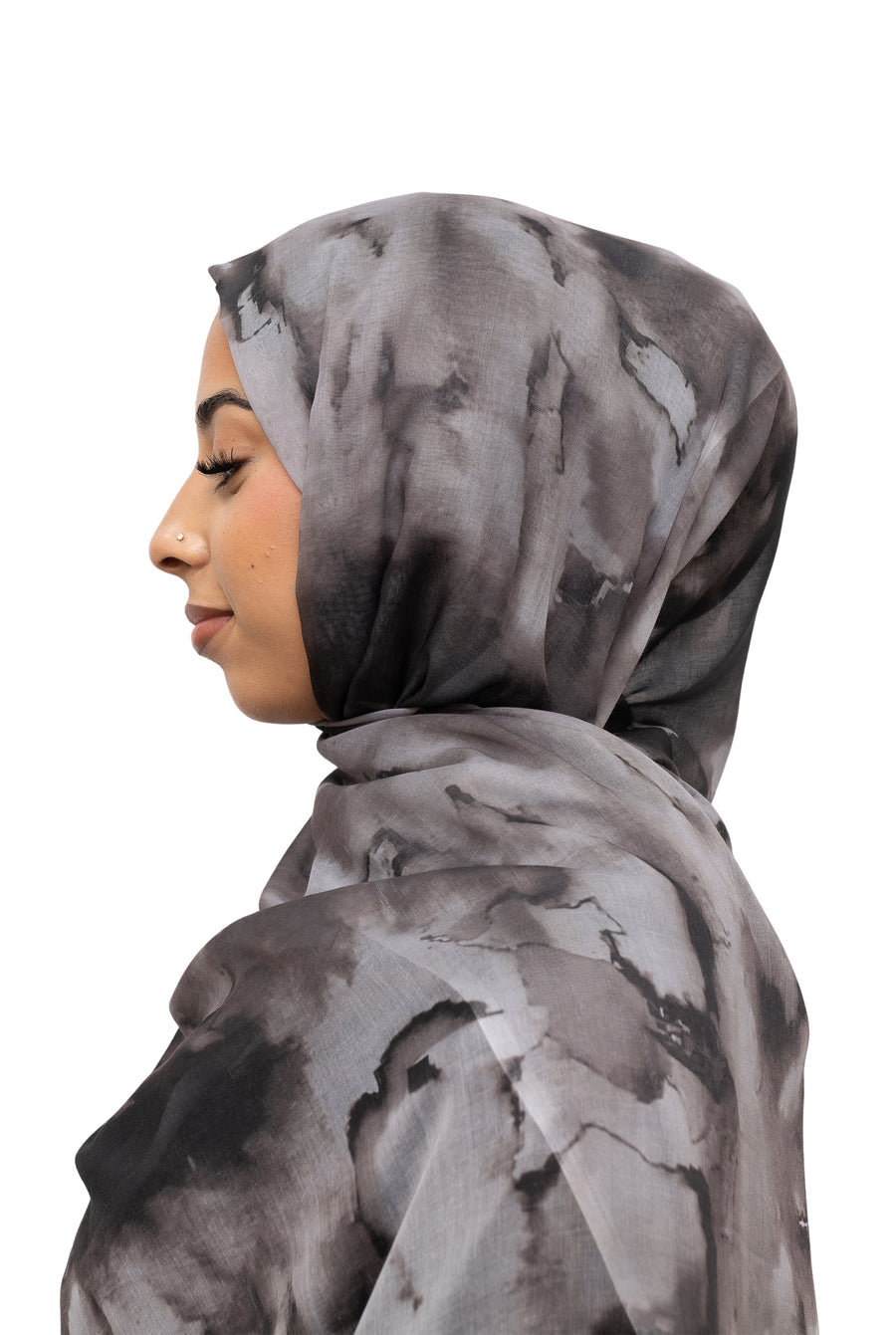 Watercolor Sharp Modal Hijab Grey