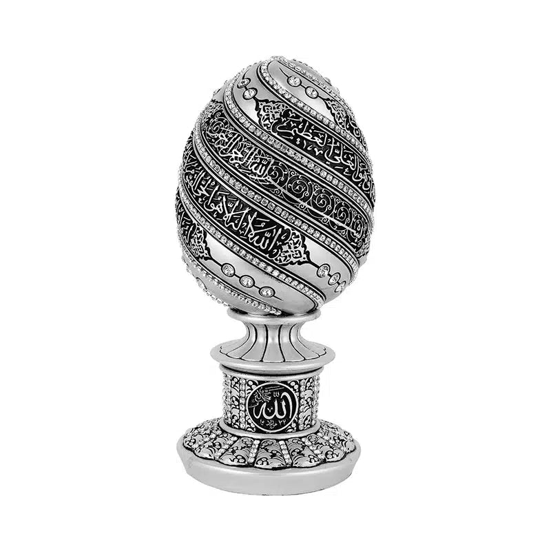 Grey & Black Aytul Kursi Egg Ornament 0148