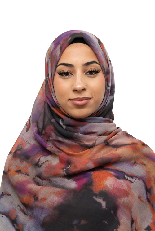 Watercolor Sharp Modal Hijab Multi Purple