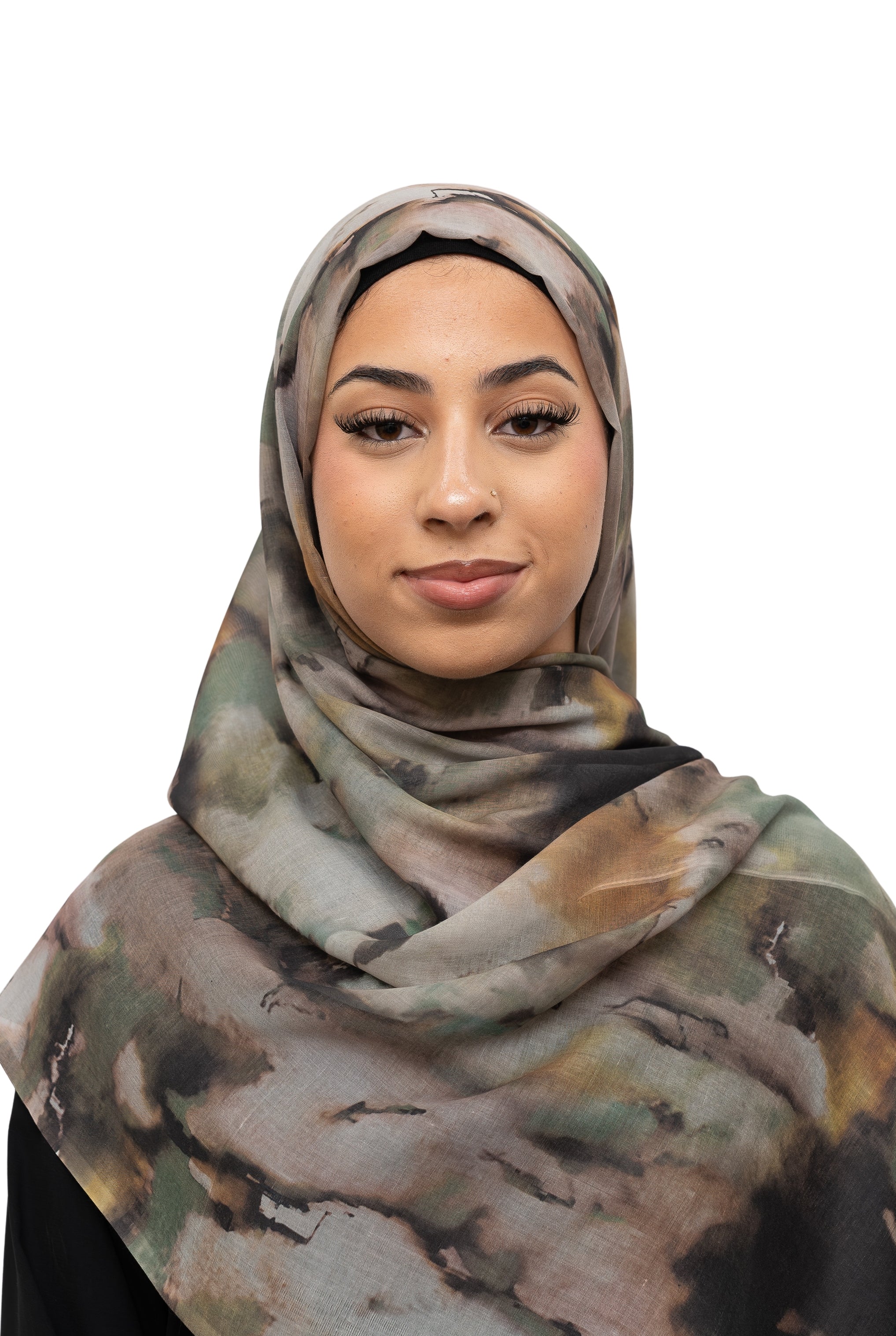 Watercolor Sharp Modal Hijab Army Green