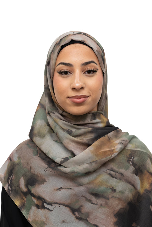 Watercolor Sharp Modal Hijab Army Green