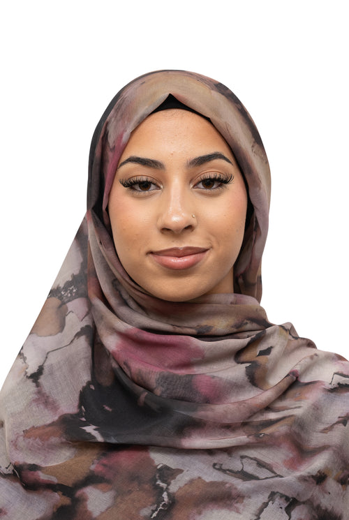 Watercolor Sharp Modal Hijab Multi Pink