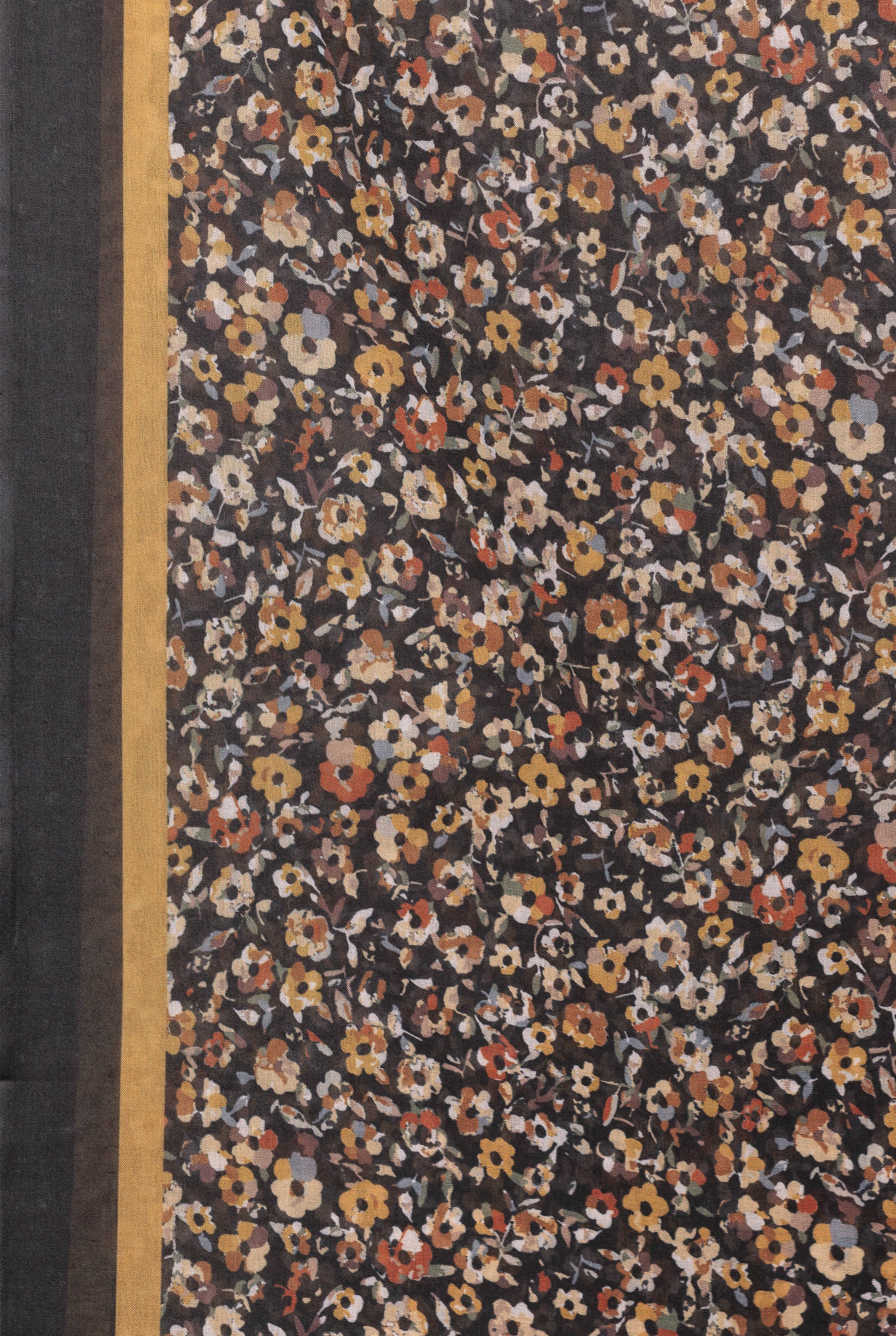 Exclusive Cotton Print Hijab Floral Black Mustard Col 4