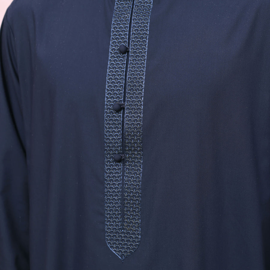 Mens Navy 973 Collared Premium Thobe