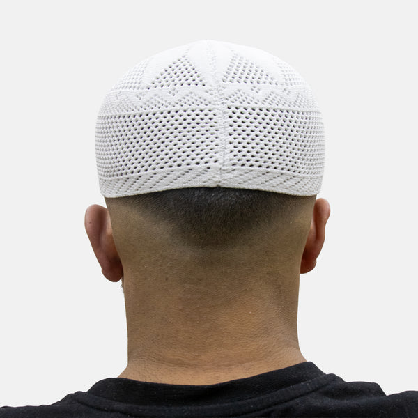 Mens Premium Knit Prayer Hat White