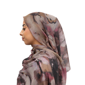 Watercolor Sharp Modal Hijab Multi Pink