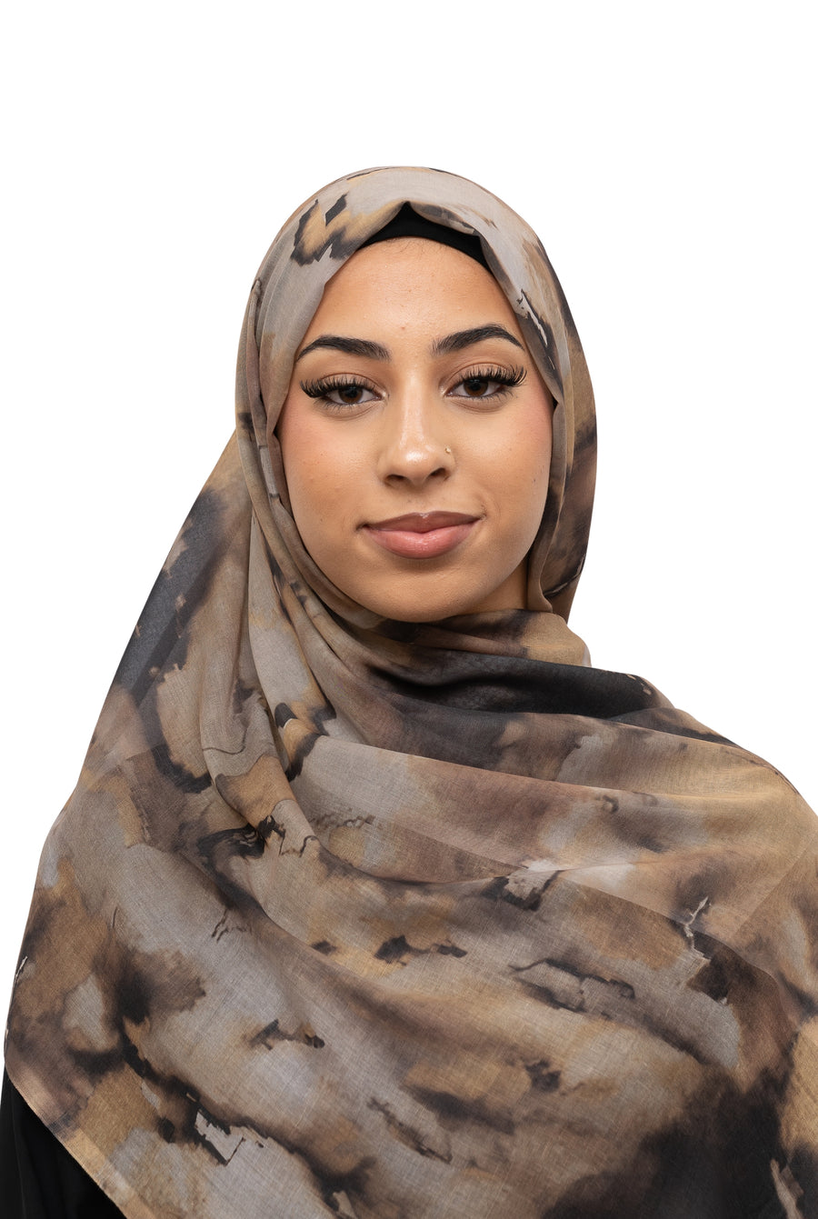 Watercolor Sharp Modal Hijab Black Mustard