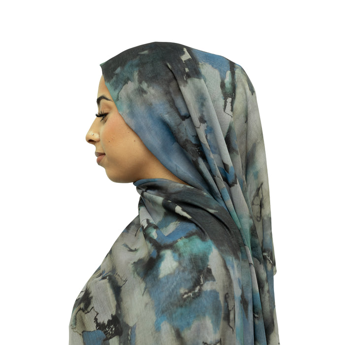 Watercolor Sharp Modal Hijab Turquiose Blue