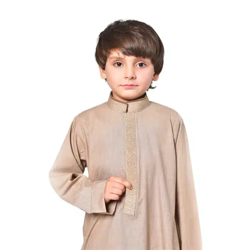 Kids Collared Beige Thobe 959 3 image 1