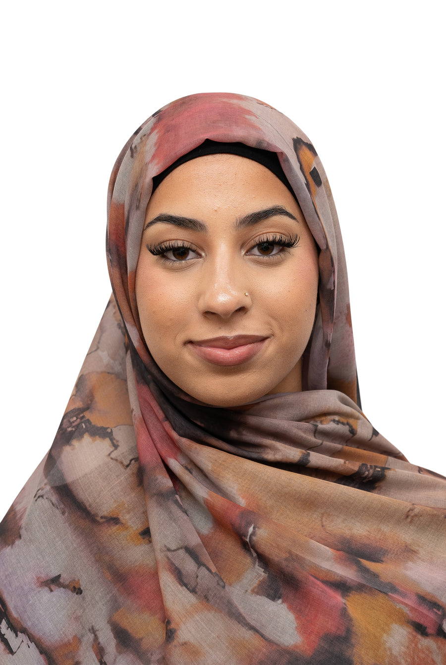 Watercolor Sharp Modal Hijab Black Orange