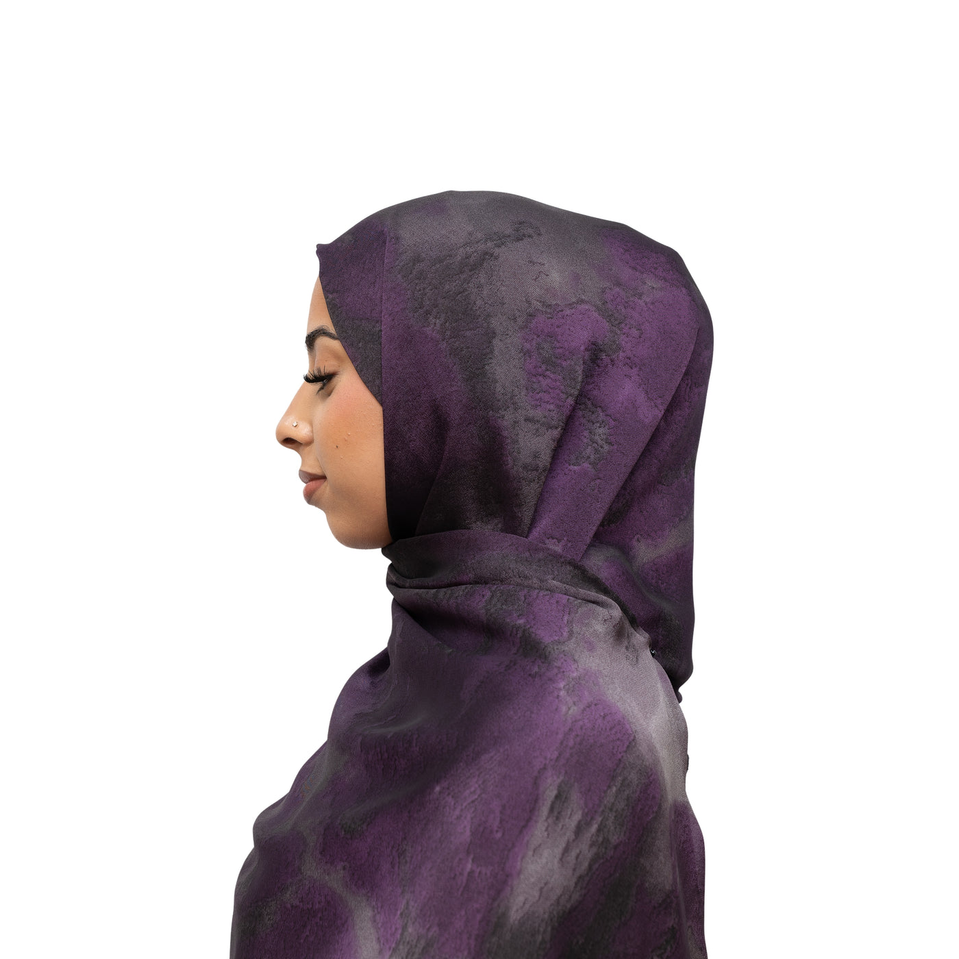 Vella Print Style 2-4 Silk Chiffon Hijab Aubergine