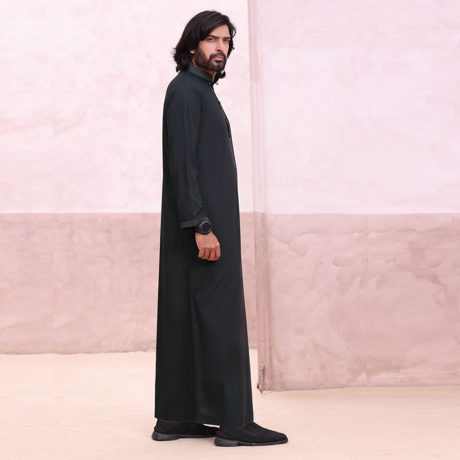 Mens Black 973 Collared Premium Thobe