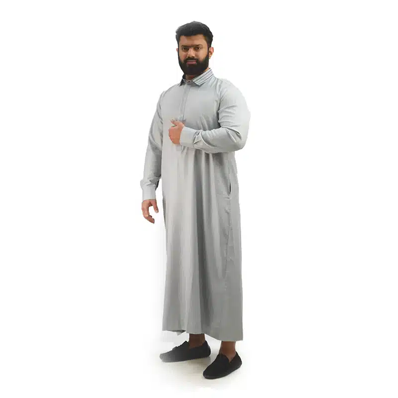 Textured Collared Grey Thobe 1510- 3 image 2