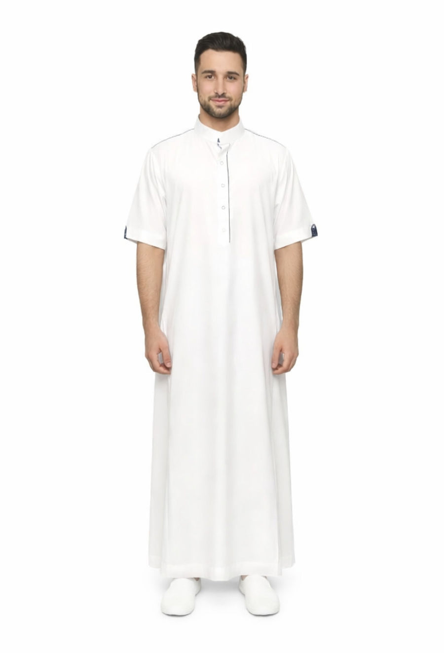 Men's Half Sleeved White Thobe 819