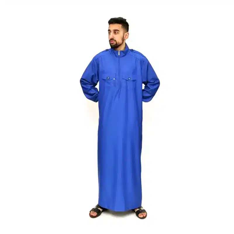 Men's Collared Bright Blue Thobe 729 image 5