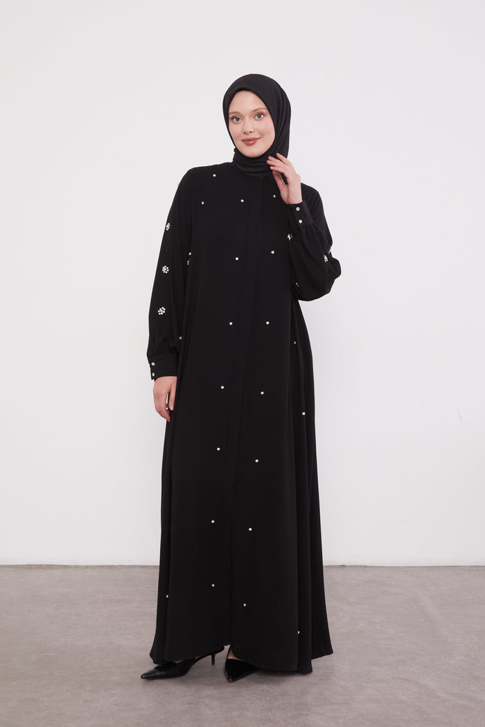 Finest Jewel Buttoned Abaya Black 520701