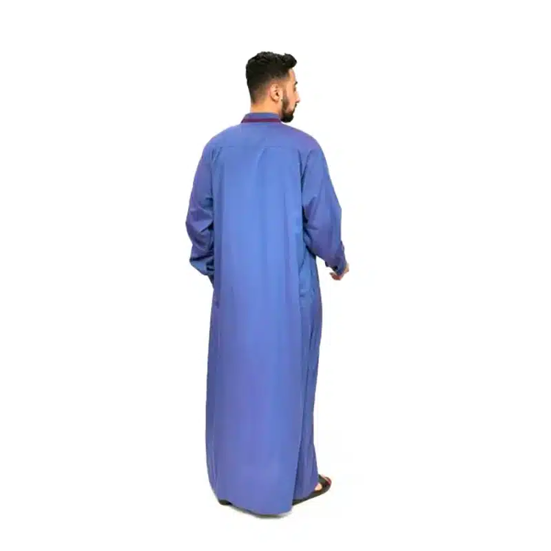 Men's Collared Textured Navy Thobe 651- 3 image 3