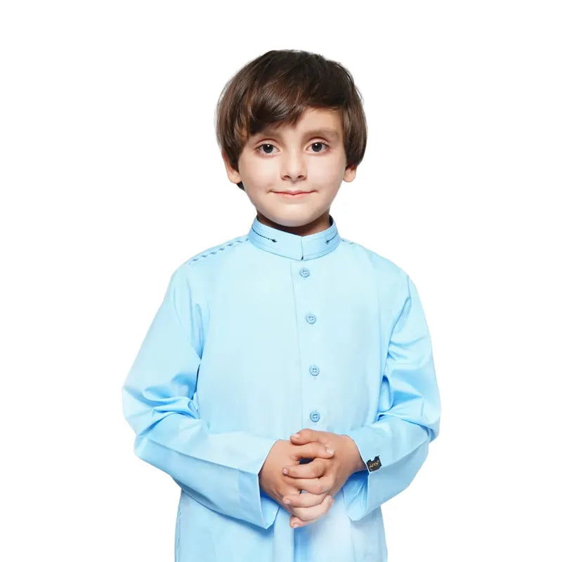 Kids Detail Collared Baby Blue Thobe 962  01 image 2