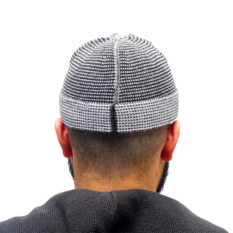 Men's Two Tone Light Grey Checkered Kufi image 0