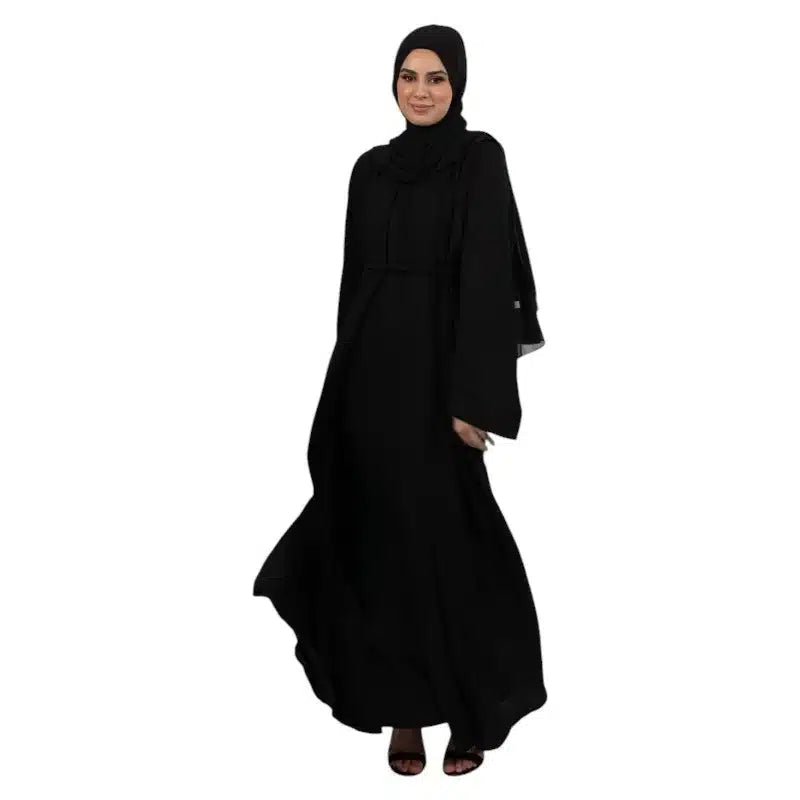 Black Satin Kimono Set