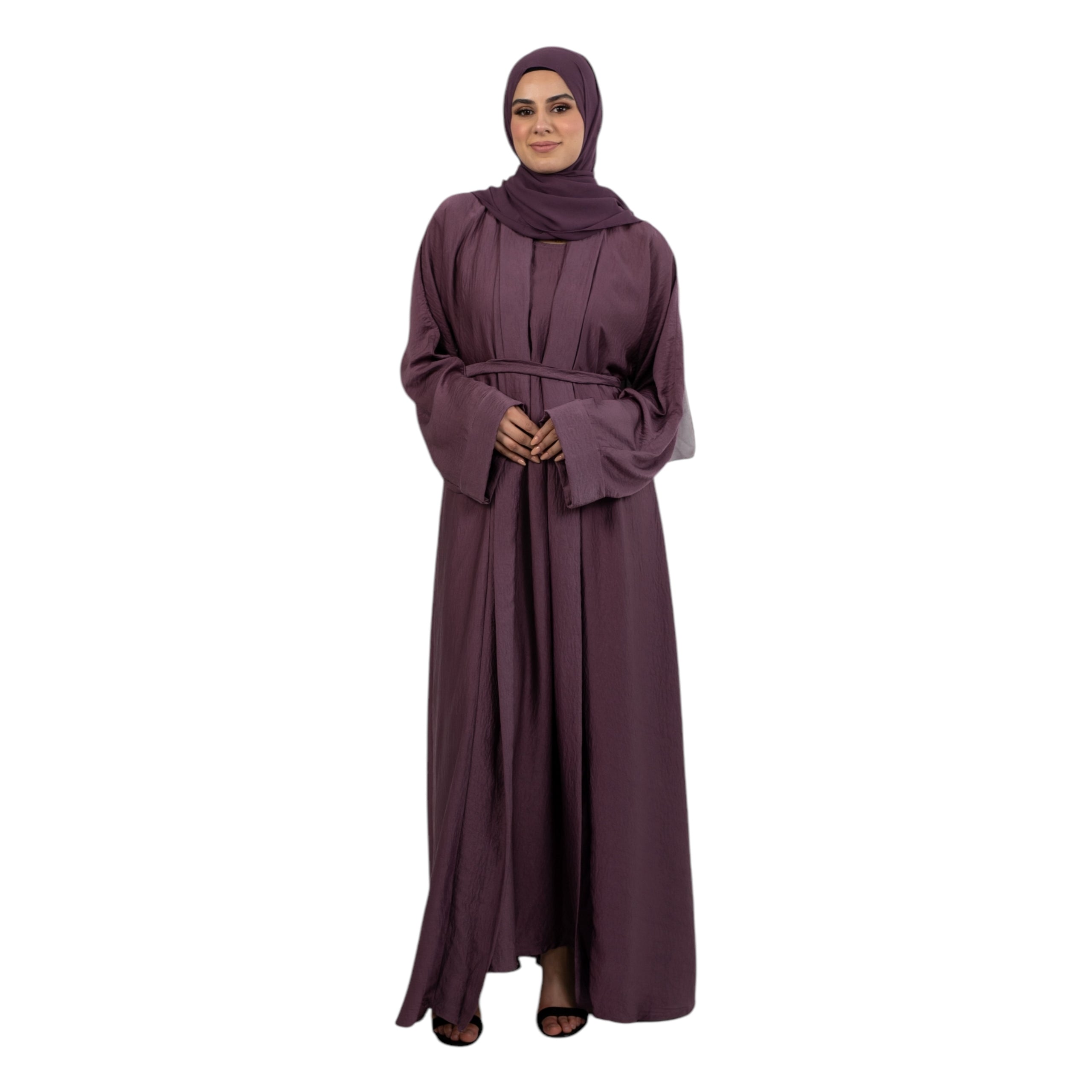 Mauve Satin Kimono Set