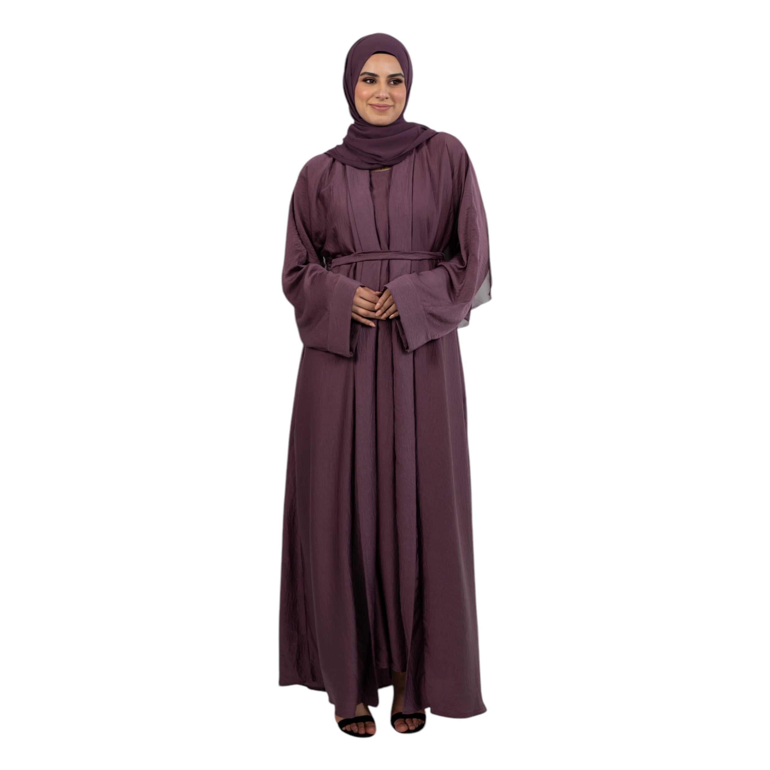 Mauve Satin Kimono Set