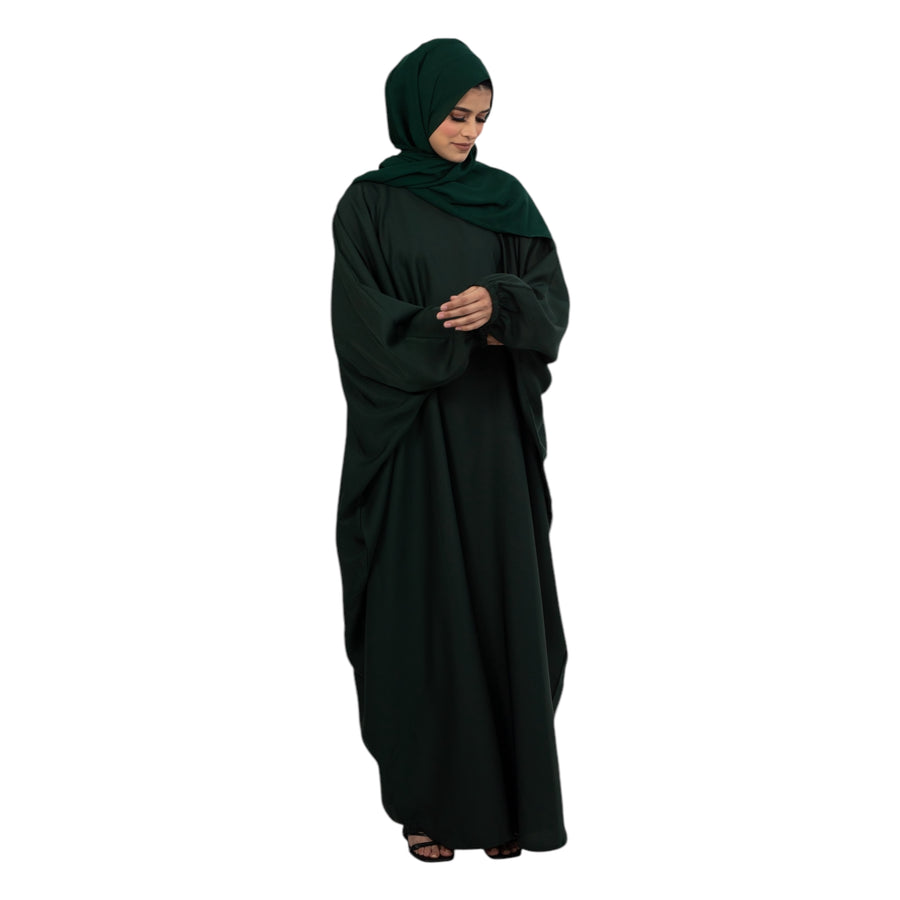 Green Elasticated Batwing Abaya AM302-18