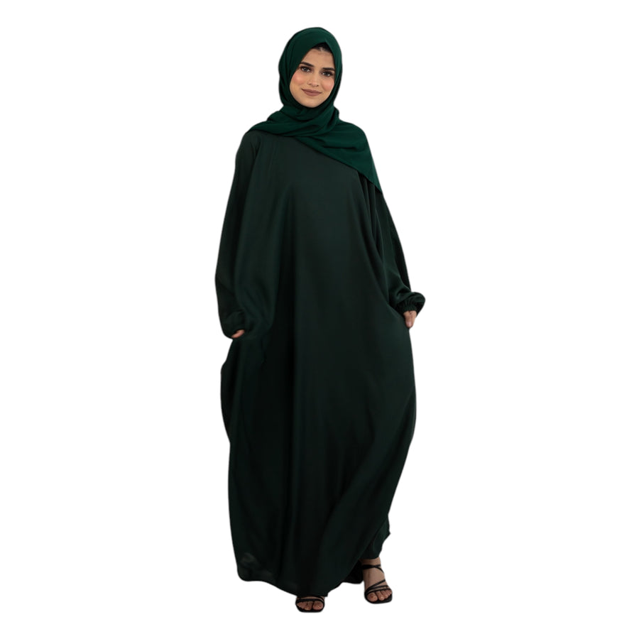 Green Elasticated Batwing Abaya AM302-18