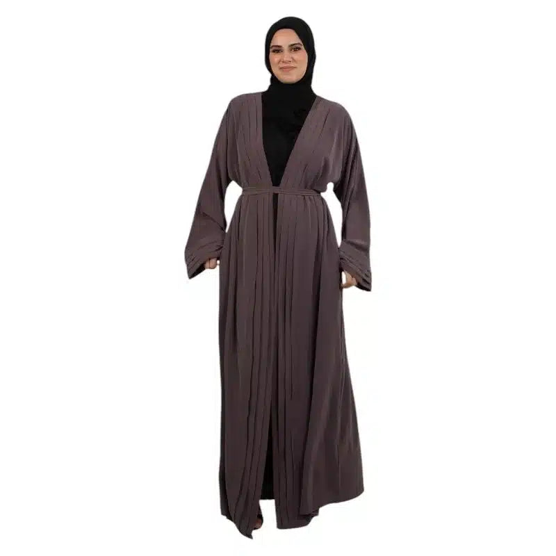 Mocha Pleated Kimono ASL-633-12