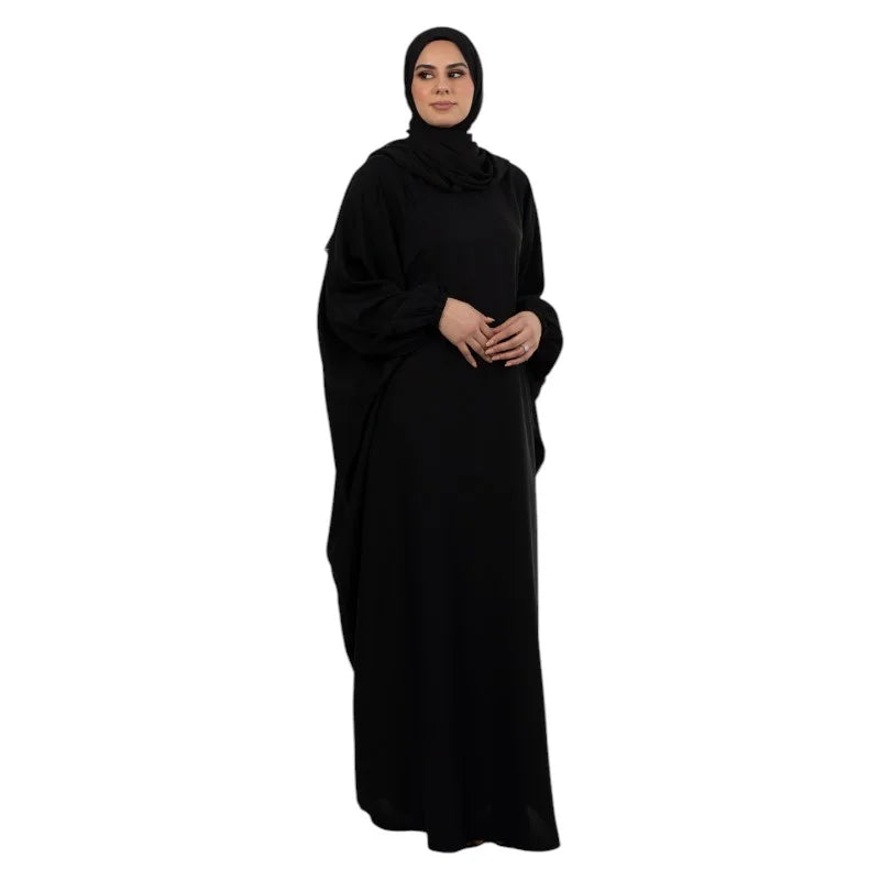 Black Pleated Elasticated Abaya
