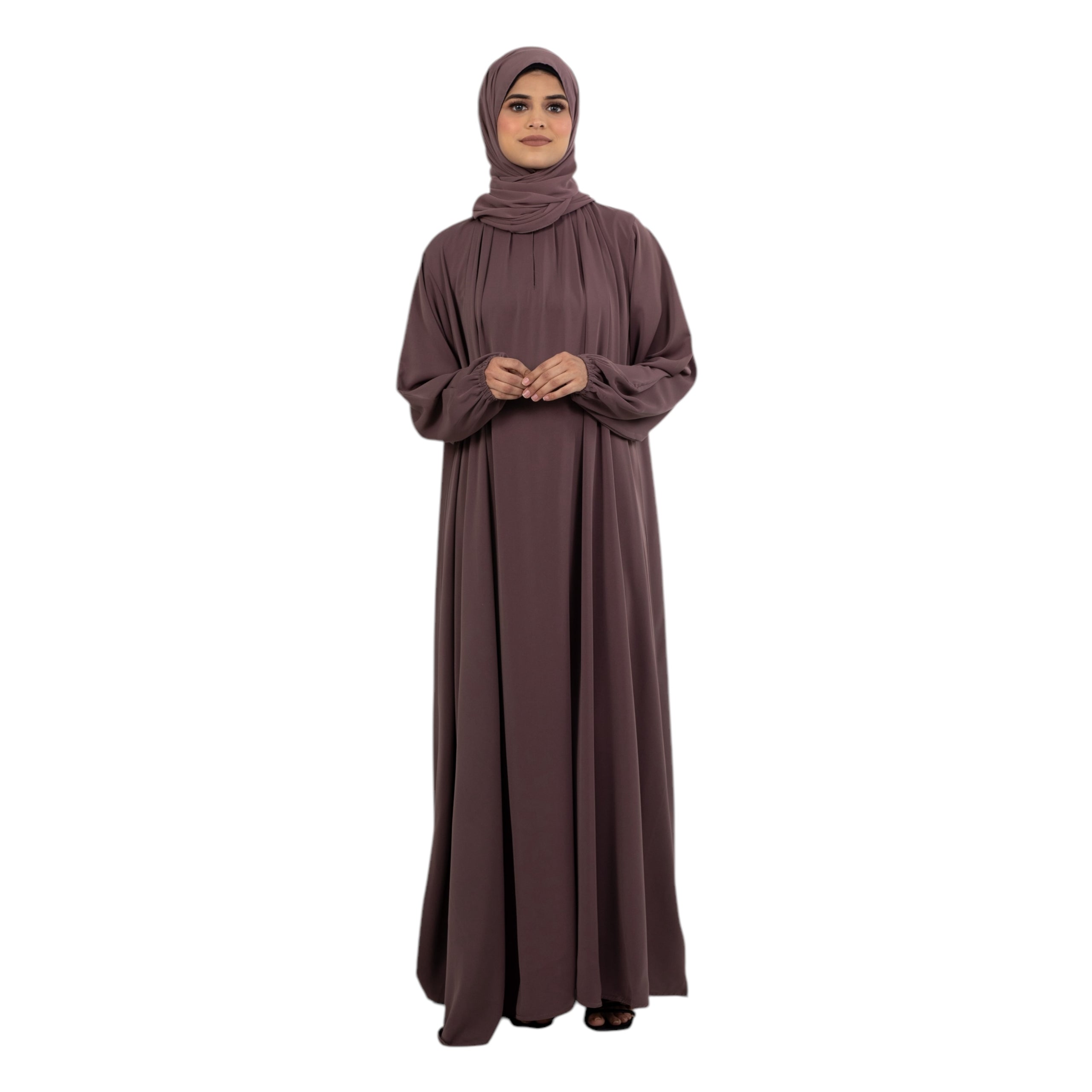 Muave Pleated Elasticated Abaya