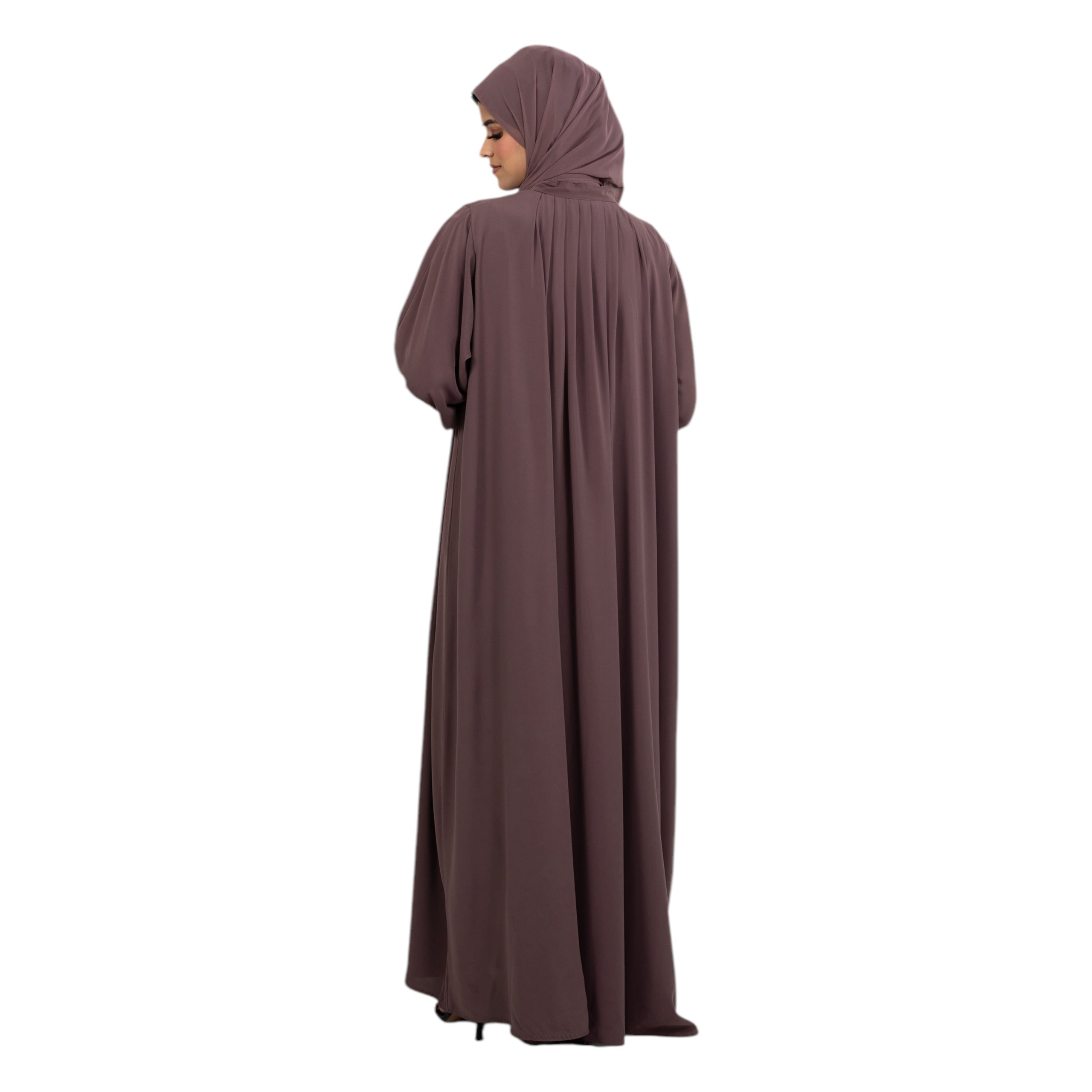 Muave Pleated Elasticated Abaya