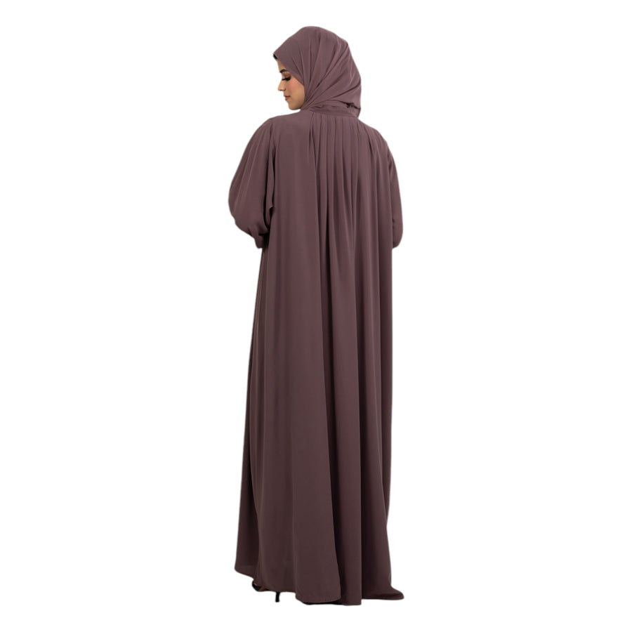 Mauve Pleated Elasticated Abaya AM493-59