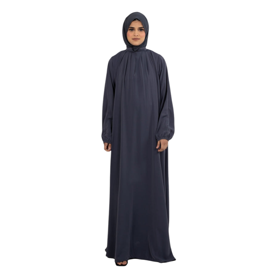 Grey Pleated Elasticated Abaya