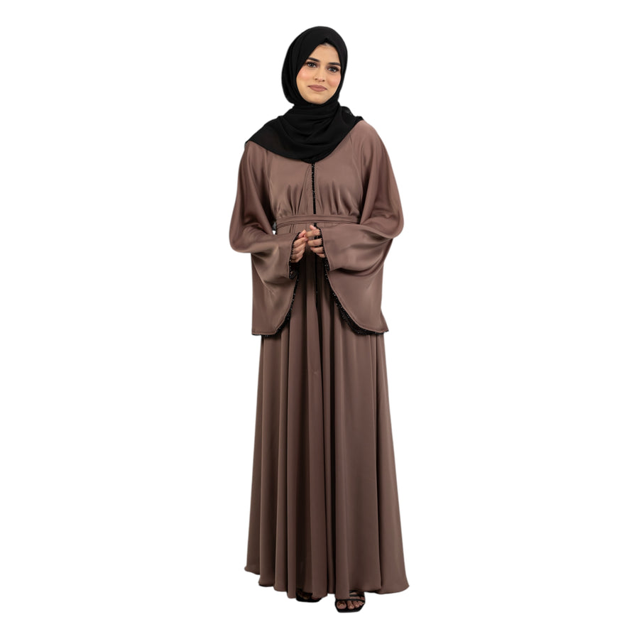 Light Brown Makeba Buttoned Abaya AM-472-09